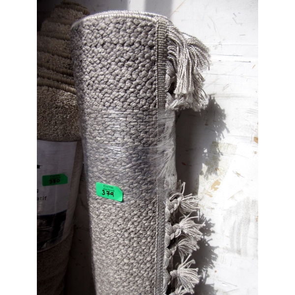 6' x 8' Grey Low Pile Area Carpet w/Tasseled Edge