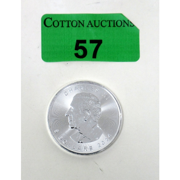 1 Oz .9999 Silver 2024 Maple Leaf Coin 