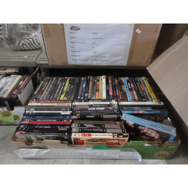 Box of 60+ Assorted DVD Movies 