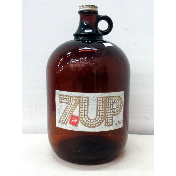Vintage 7-Up Brown Glass Jug - Original Screw Cap