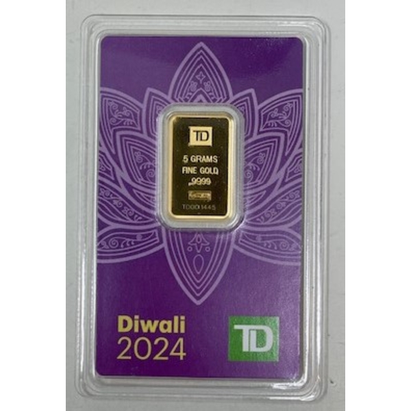 5 Gram TD 2024 Diwali .9999 Fine Gold Bar