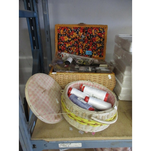 2 Sewing Baskets with Contents