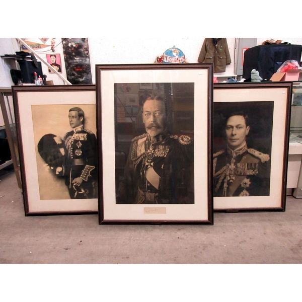 3 Huge Framed Images of English Monarchs 