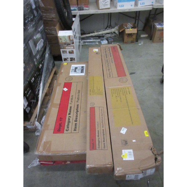 Skid of Assorted Metal Bed Frame Parts