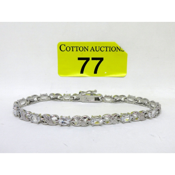6.84 CTW White Topaz & Diamond Tennis Bracelet 