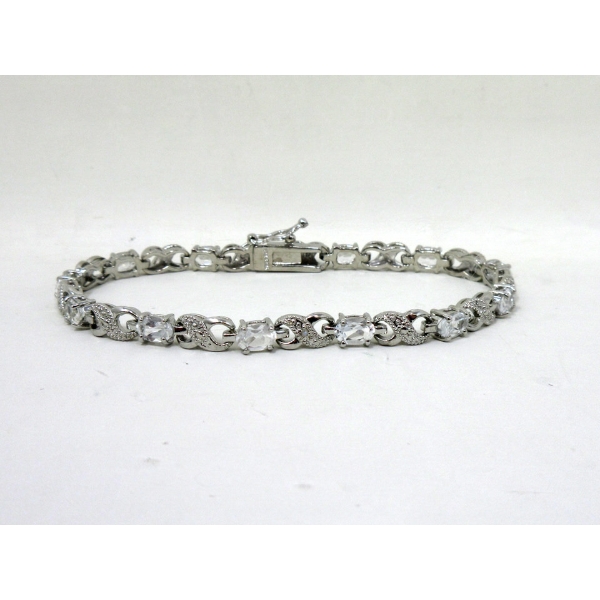 6.84 CTW White Topaz & Diamond Tennis Bracelet 