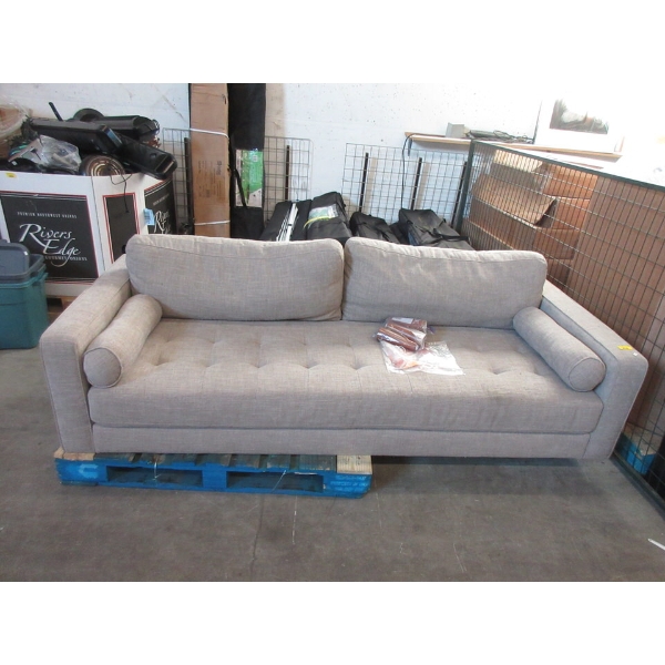 87" Grey Fabric Upholstered Sofa