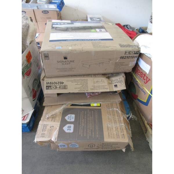 Skid w/Folding Cot Bed with Mattress & Other Furniture