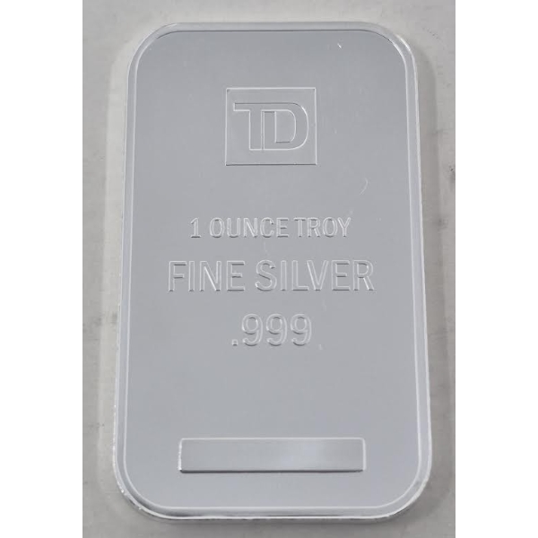 1 Oz .999 Silver TD Bank Investor Bar 