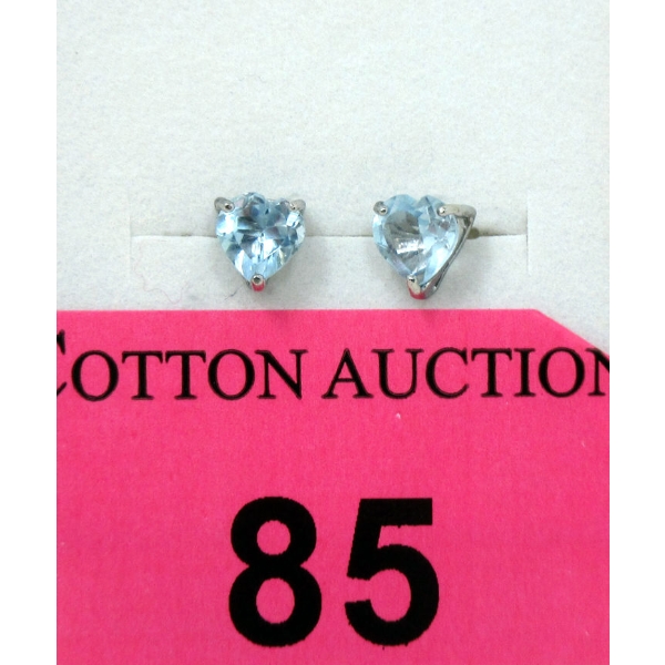 New Heart Cut Blue Topaz Sterling Silver Earrings 