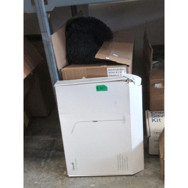 New 26" Grey Pet Bed & White LED Floor Lamp