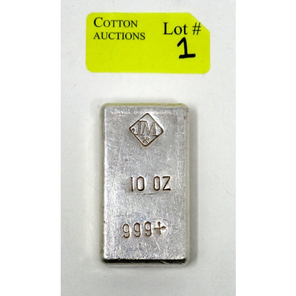 10 Oz .999+ Silver Johnson Matthey Bar 