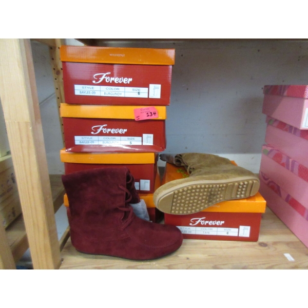 5 New Pairs of Ladies Faux Suede Boots in Boxes