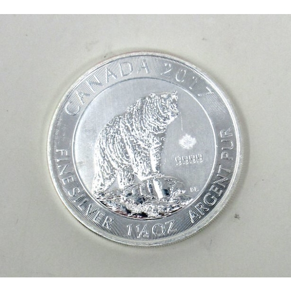 1.5 Oz .9999 Silver 2017 Grizzly Bear Coin