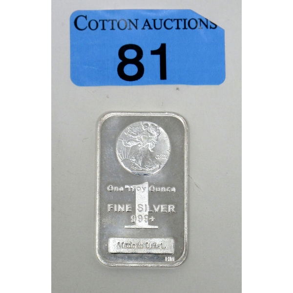 1 Oz .999+ Silver Walking Liberty Bar 