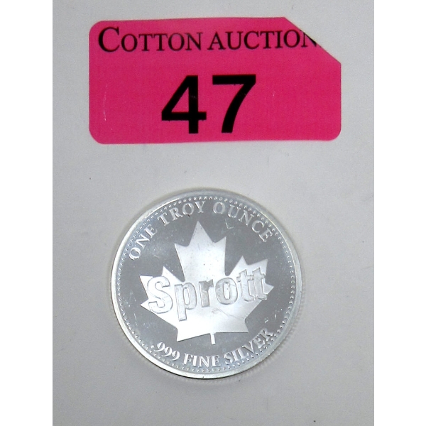 1 Oz .999 Silver SPROTT Maple Leaf/Inukshuk Round 