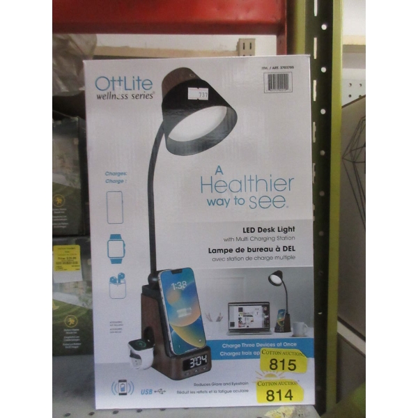 OttLite LED Desk Lamp with Multi-Charging Station