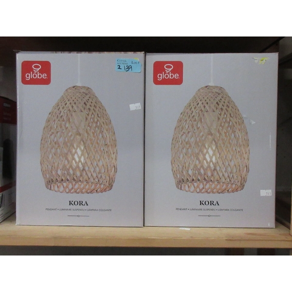 2 Kora Pendant Lights by Globe - Bamboo Shade