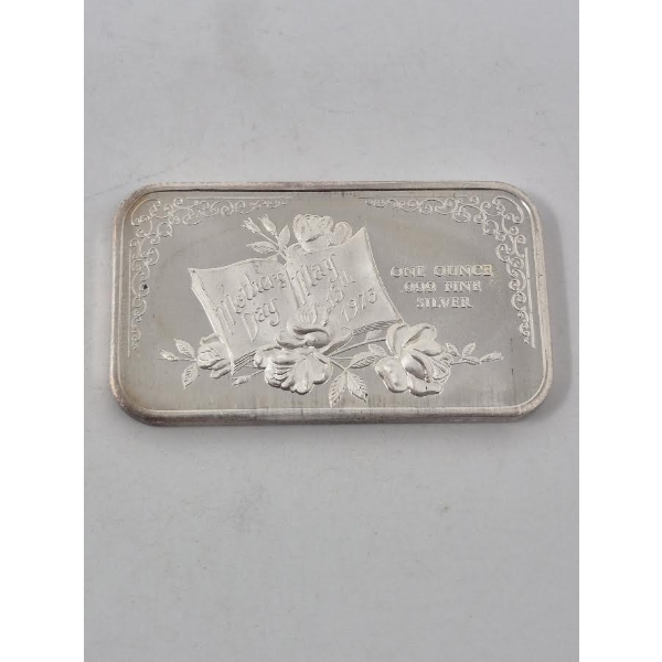 1 Oz .999 Silver 1973 Mothers Day Bar