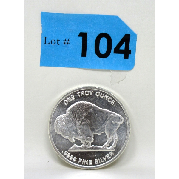 1 Oz .9999 Silver Indigenous/Buffalo Art Round 