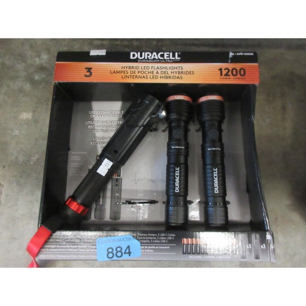 Set of 3 Duracell Hybrid LED Flashlights