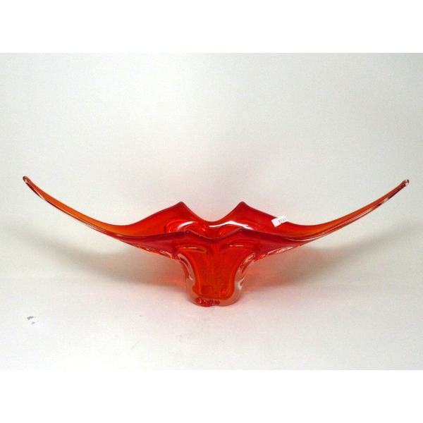 MCM Red Art Glass Vase Centerpiece - May Be EDAG
