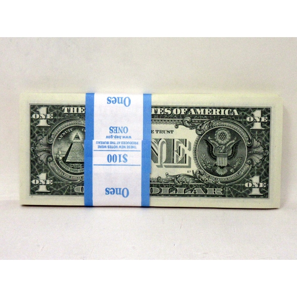 100 x $1 USD Uncirculated Federal Reserve Bundle 