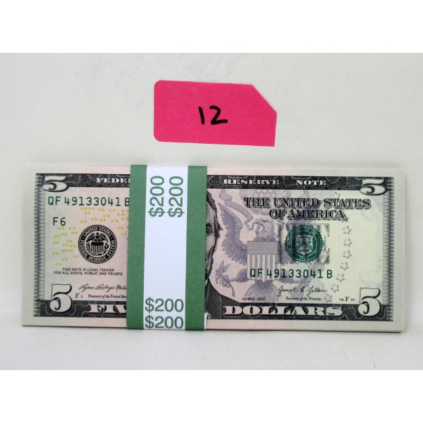 40 x $5 USD Uncirculated Sequential Numbered Bundle 