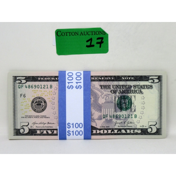 20 x $5 USD Uncirculated Bundle 
