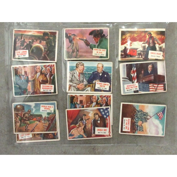 Eleven 1954 Topps Scoop Trading Cards