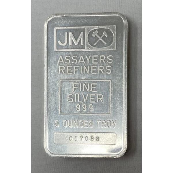 5 Oz  Johnson Matthey .999 Silver Bar 