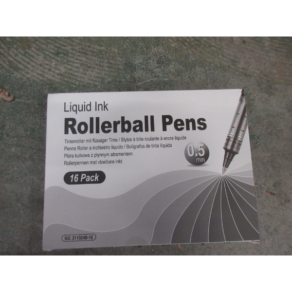 6 New Packs of 12 Black Liquid Ink Roller Ball Pens