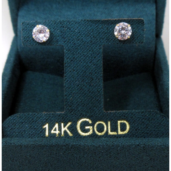 Brand New in Box 14KT Yellow Gold Cubic Zirconia Earrings 