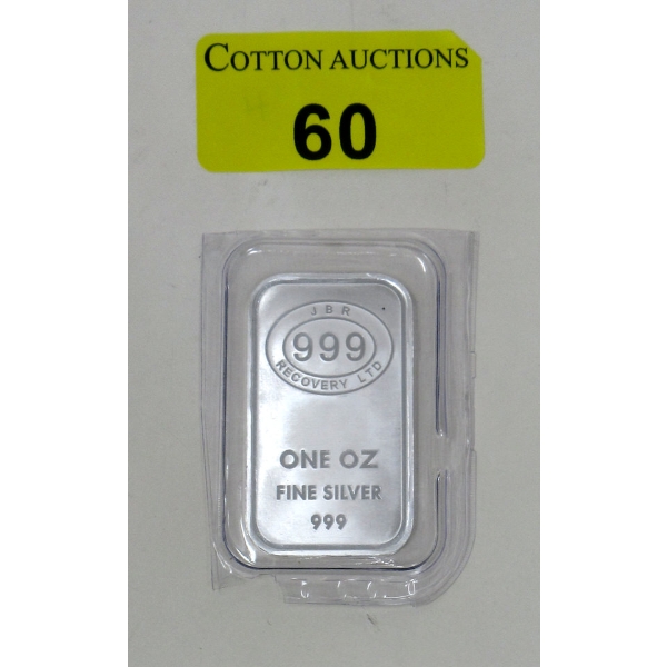 1 Oz .999 Silver JBR Environmentally Sourced Bar 
