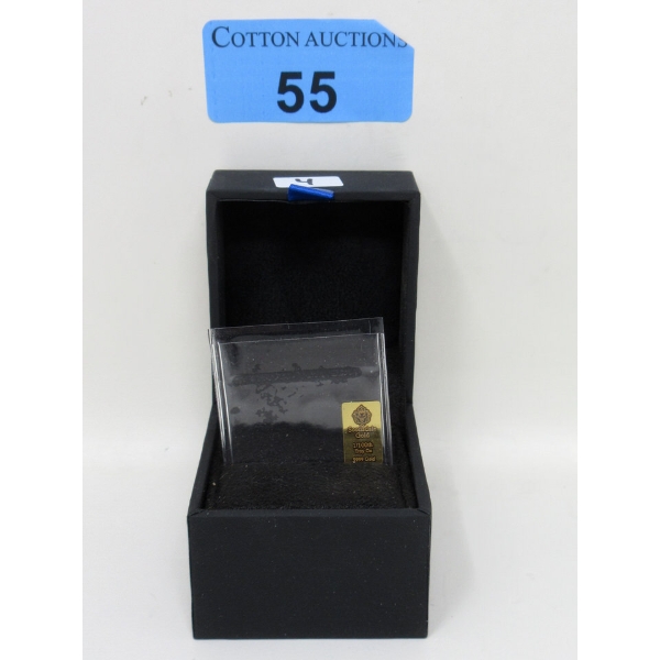 1/100 Oz .9999 Fine Gold Scottsdale Lion Bar 