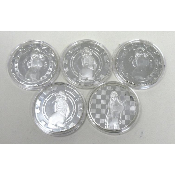 5 x Silver Clad NUDE Girl Art Rounds 