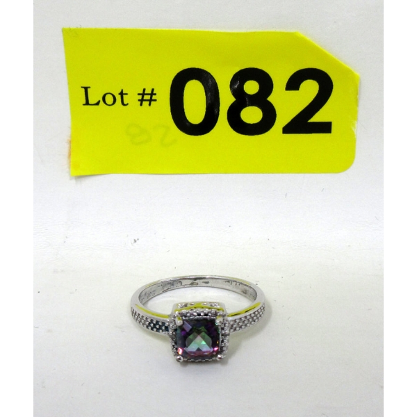 Mystic Topaz & Diamond Sterling Silver Ring 