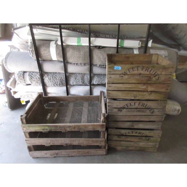 3 Wood Nursery Trays & 3 Wood Fruit Crates