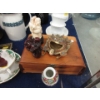 Image 3 : Shelf Lot of Brass, China and Wood Collectibles