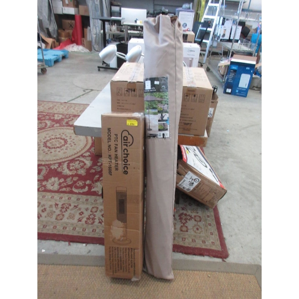 PTC Fan Heater and 9' Patio Umbrella in Bag