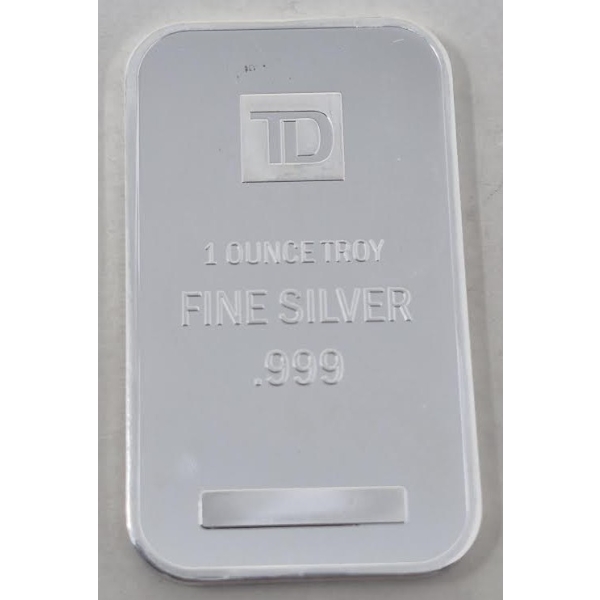 1 Oz .999 Silver TD Bank Investor Bar 