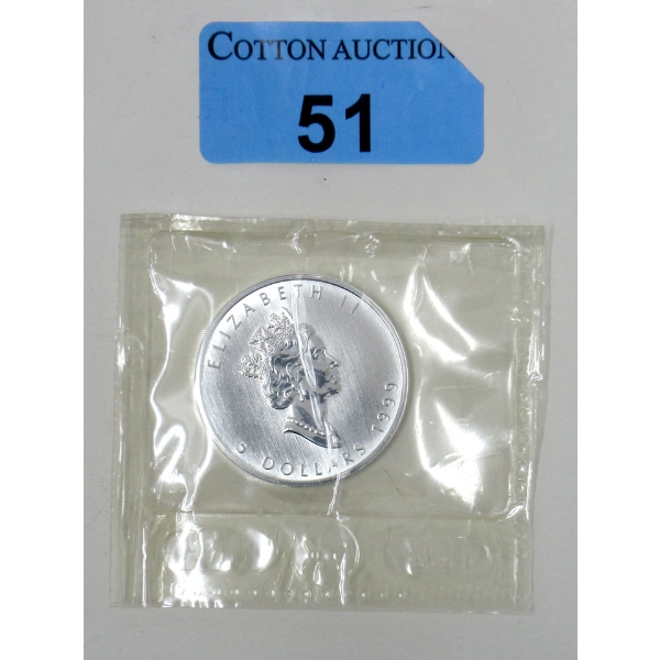 1 Oz .9999 Silver 1999 Maple Leaf Coin 