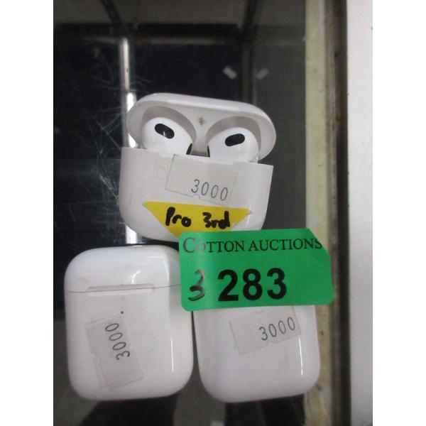 3 Assorted Apple Earbuds in Charge Cases - Preowned