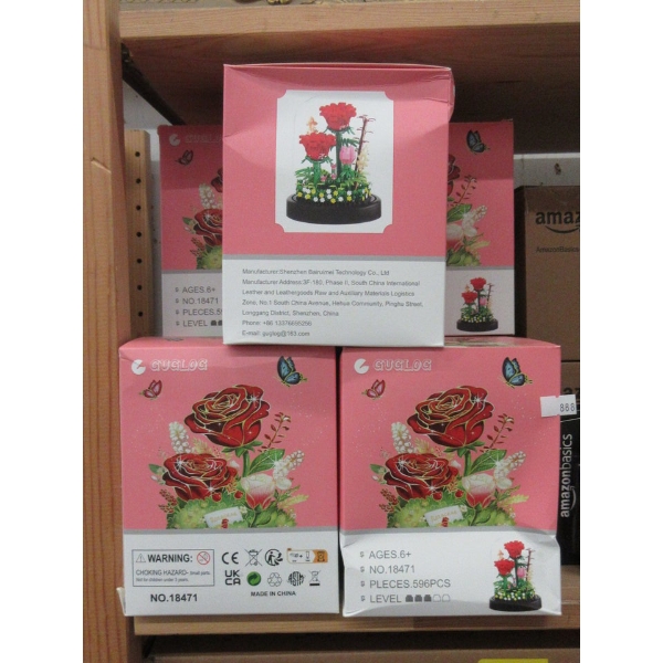 5 New Red Rose Craft Kits with 5" Tall Domes