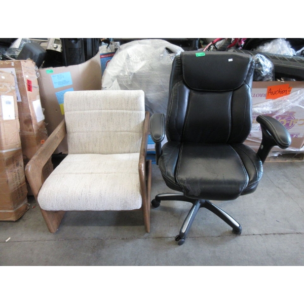 Upholstered Arm Chair & Bonded Leather Office Chair