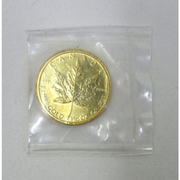 1/10 Oz .9999 Fine Gold 1986 Maple Leaf Coin 