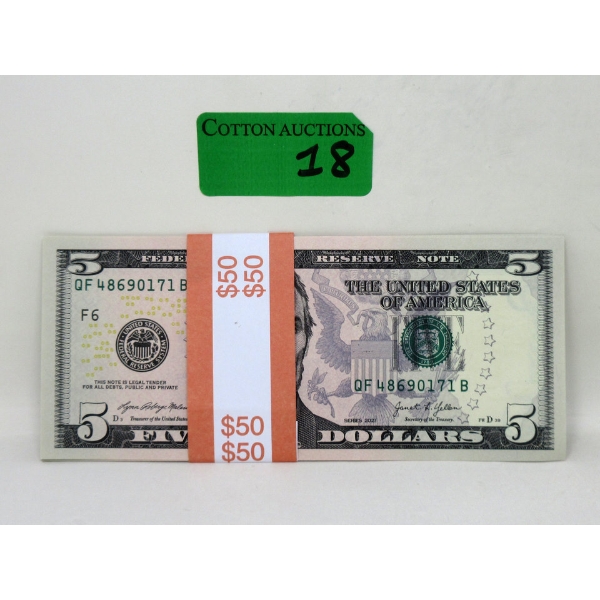 10 x $5 USD Uncirculated Bundle 