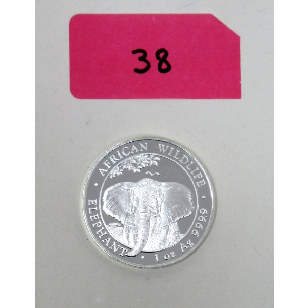 1 Oz .9999 Silver African Wildlife Elephant Coin 
