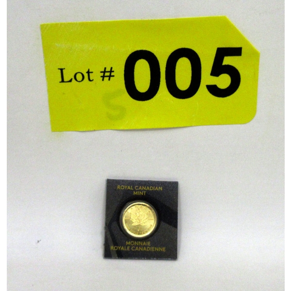 1 Gram .9999 Fine Gold 2015 Maple Leaf Coin 