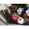 Image 2 : Shelf Lot of Brass, China and Wood Collectibles